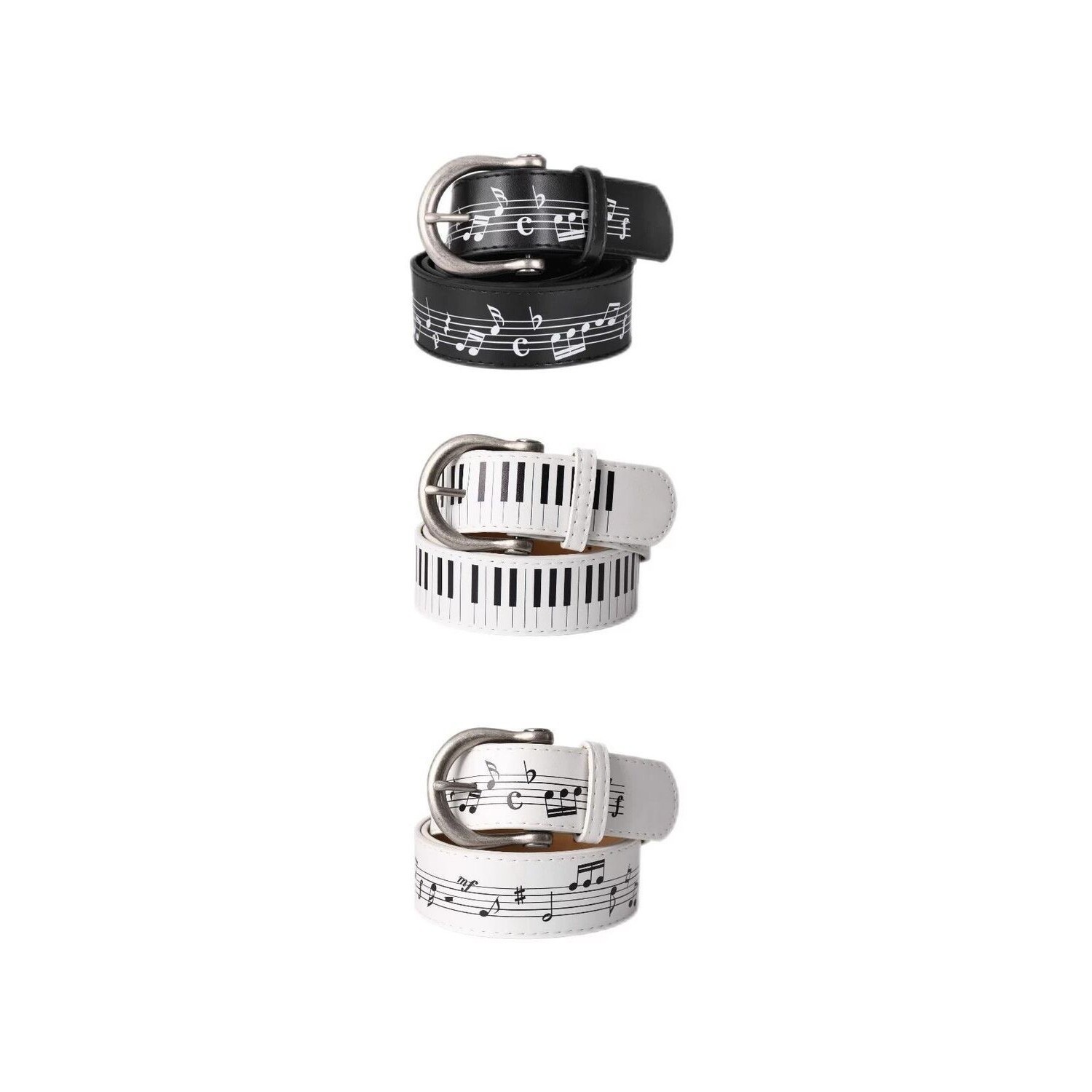 Vintage Fashion Outfits Men - Vintage Music Note Print PU Belt