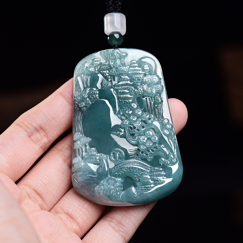 Natural Burmese Jadeite Scener - Vintage Women Fashion 评论和价格