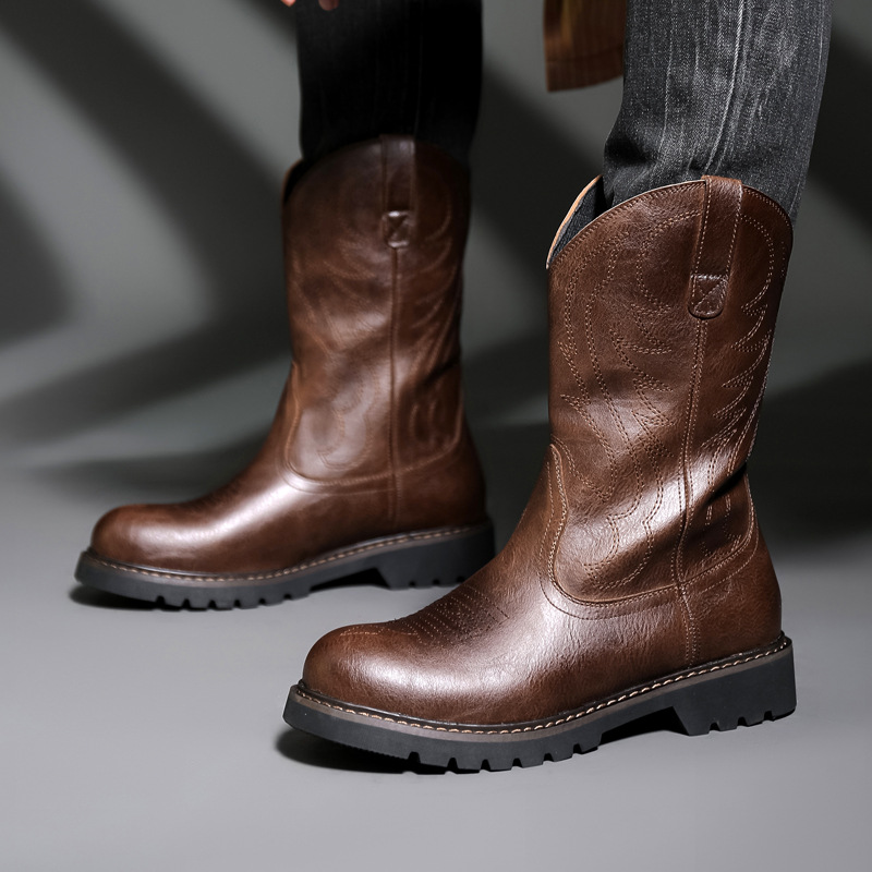 Fashion Mens Cowboy Boots New  - Vintage Fashion De 评论和价格