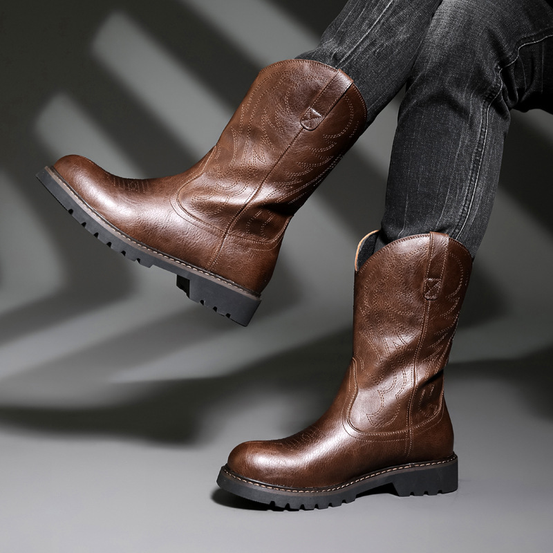 Fashion Mens Cowboy Boots New  - Vintage Fashion De 评论和价格