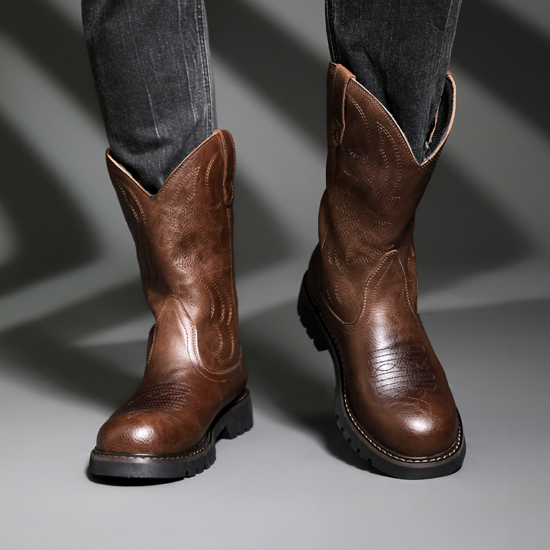 Fashion Mens Cowboy Boots New  - Vintage Fashion De 评论和价格
