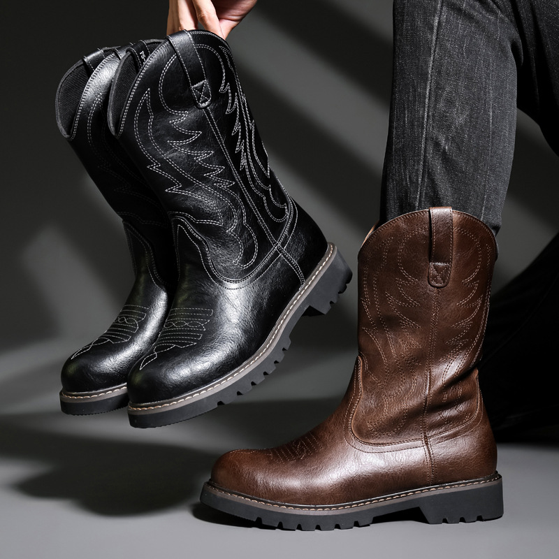 Fashion Mens Cowboy Boots New  - Vintage Fashion De 评论和价格