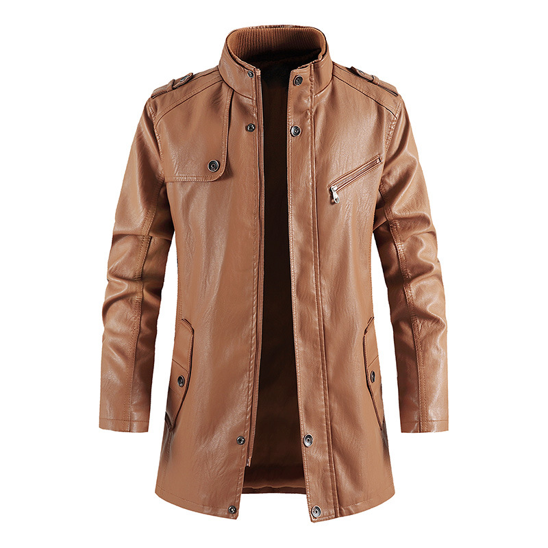 Mid-Length Faux Leather Motocy - Vintage Windbreaker Nylon 评论和价格