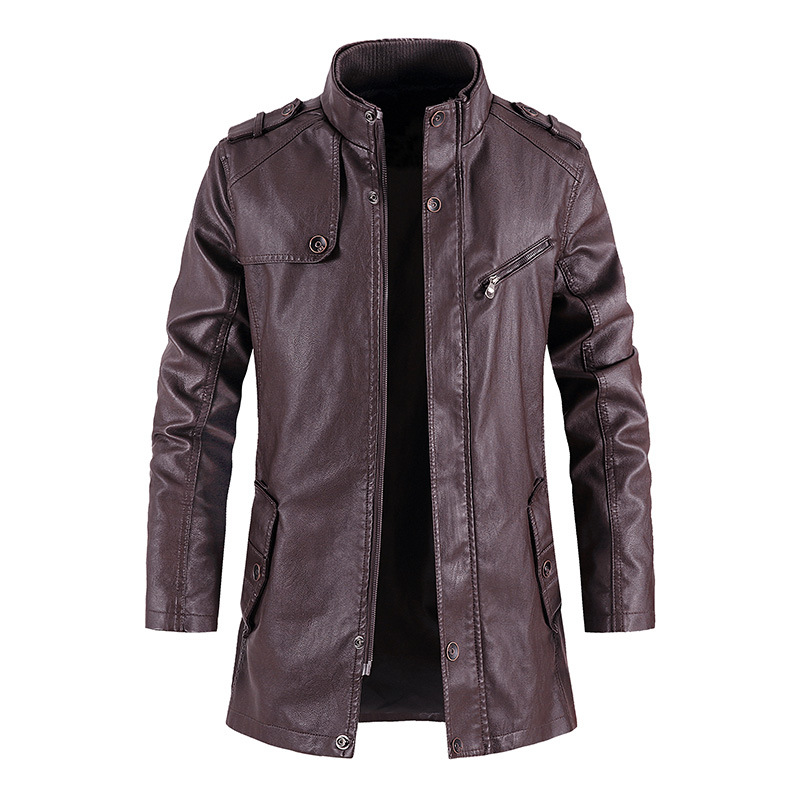 Mid-Length Faux Leather Motocy - Vintage Windbreaker Nylon 评论和价格