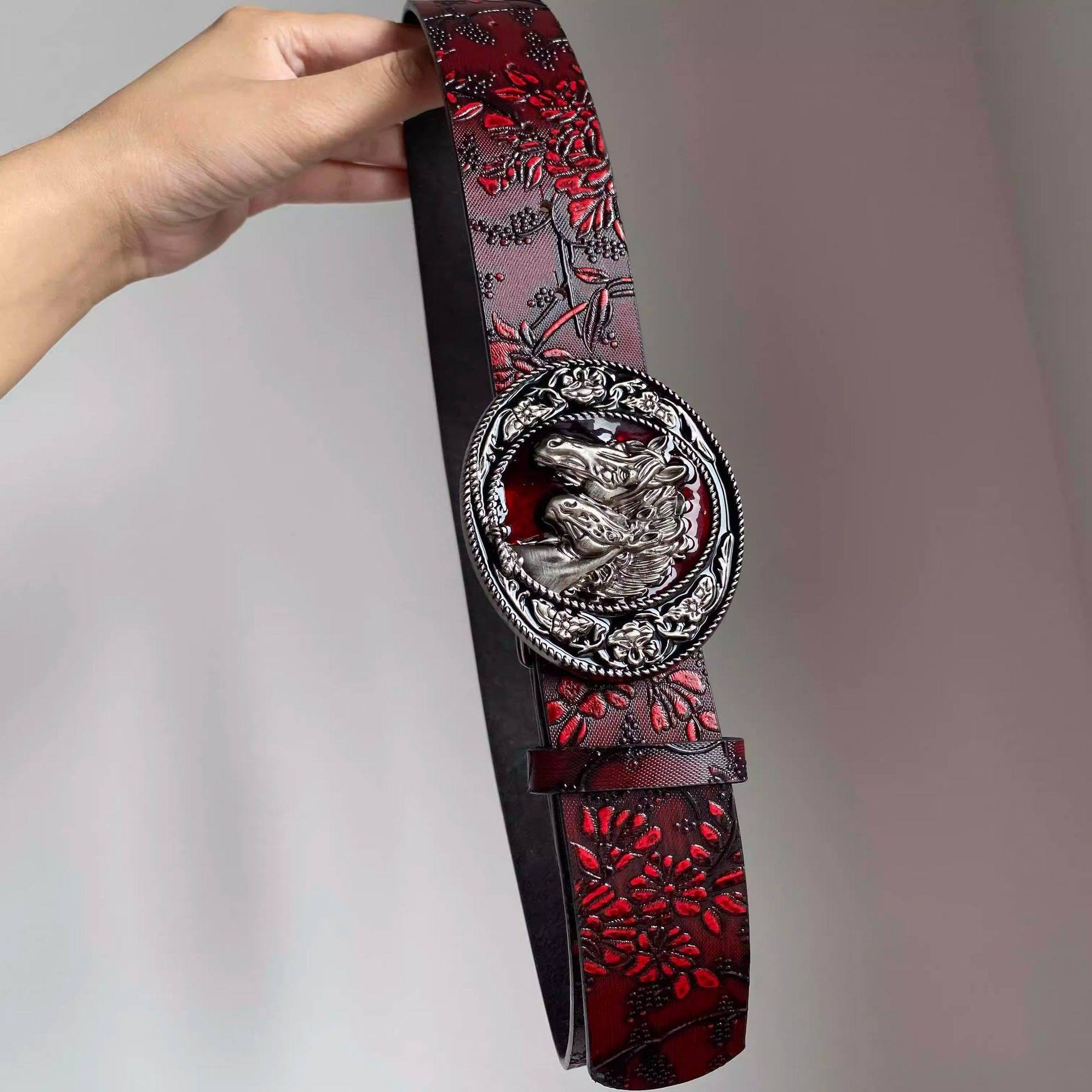 Vintage Red Floral Waist Belt  - Vintage Fashion Outfits Men 评论和价格