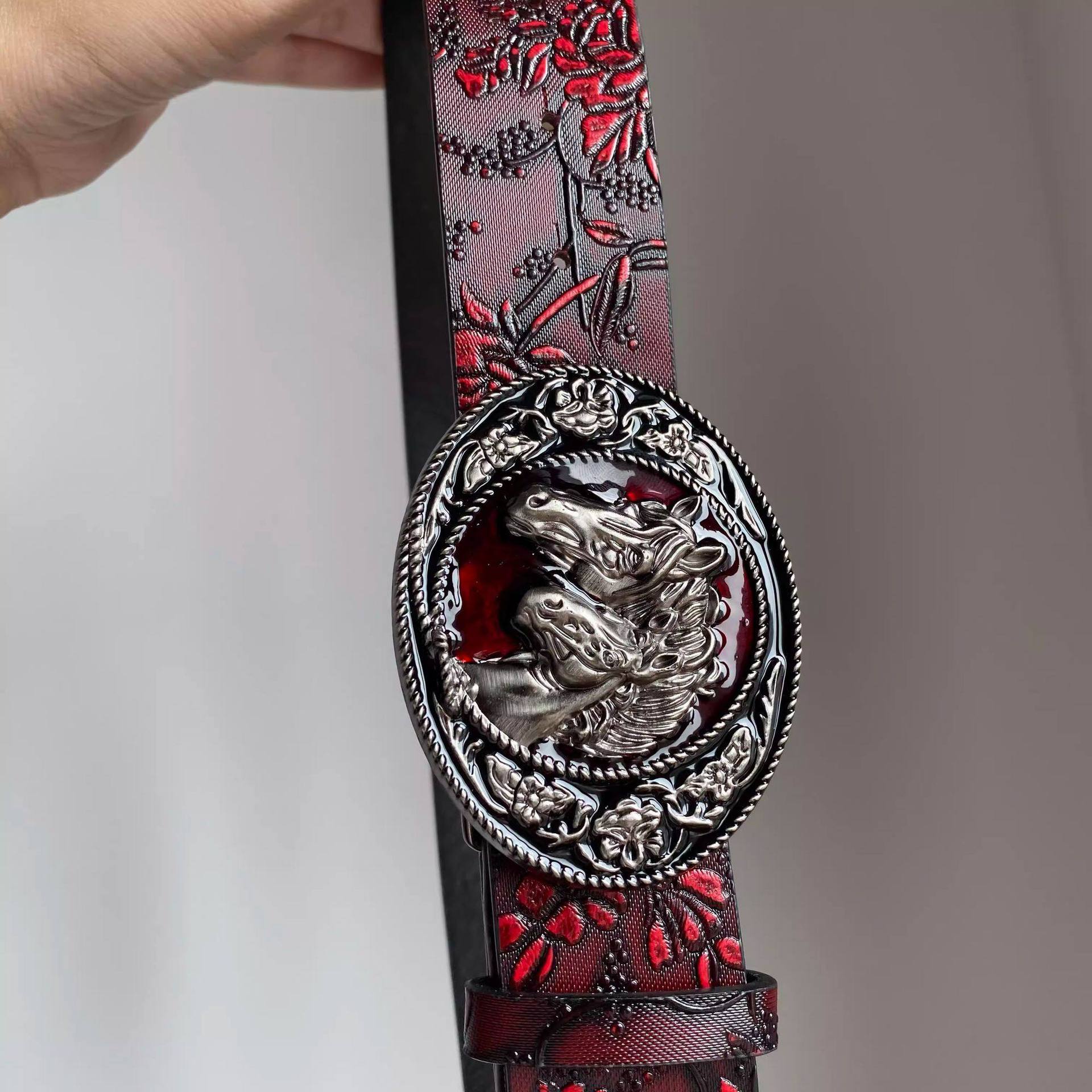 Vintage Red Floral Waist Belt  - Vintage Fashion Outfits Men 评论和价格