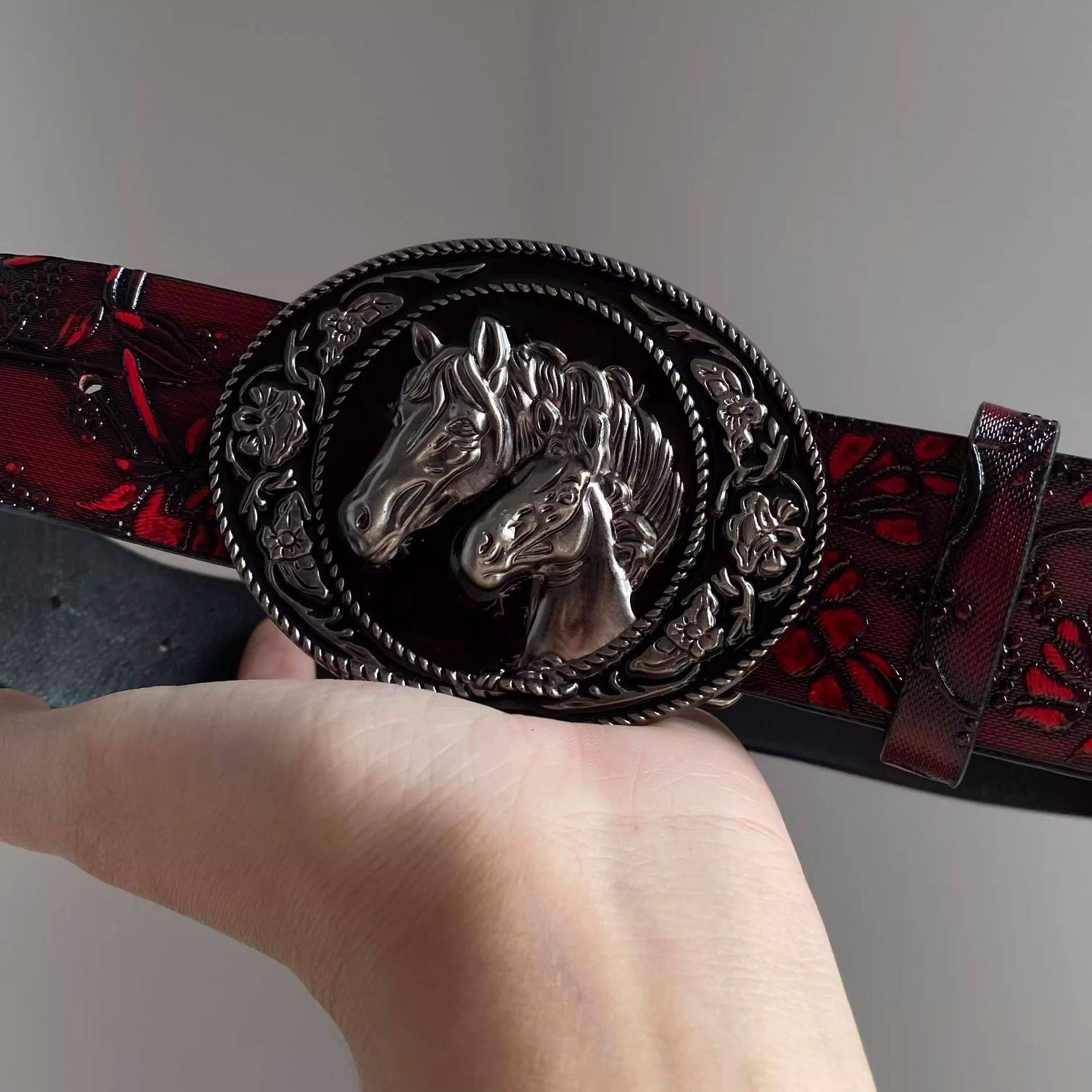 Vintage Red Floral Waist Belt  - Vintage Fashion Outfits Men 评论和价格