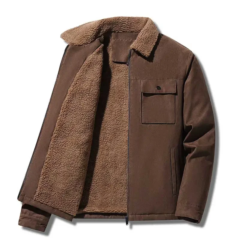 Winter Men Jackets Suede Warm  - Vintage Windbreaker Nylon 评论和价格