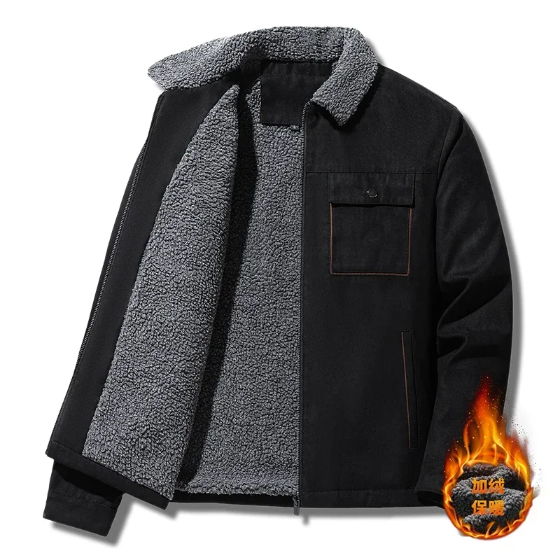 Winter Men Jackets Suede Warm  - Vintage Windbreaker Nylon 评论和价格