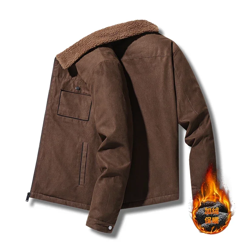 Winter Men Jackets Suede Warm  - Vintage Windbreaker Nylon 评论和价格