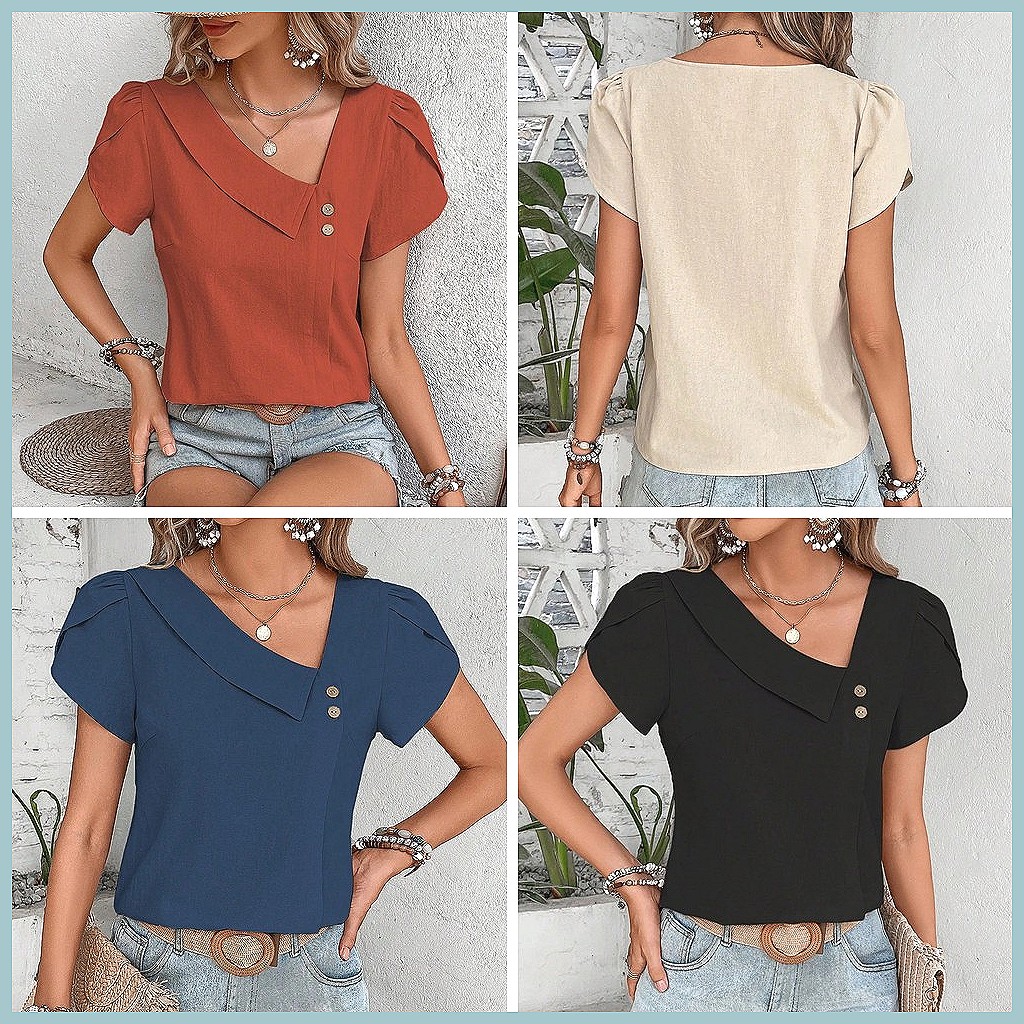 2024 Summer Vintage Solid Colo - Vintage Women Fashion 评论和价格