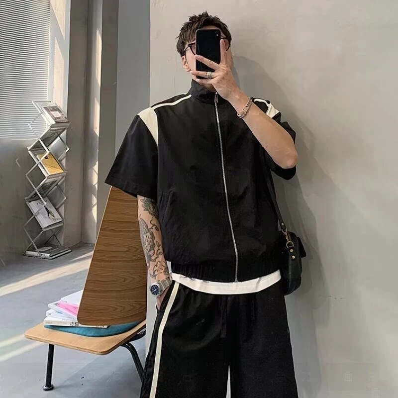 Men Color‑Block Tracksuit Summ - Vintage Zipper 评论和价格