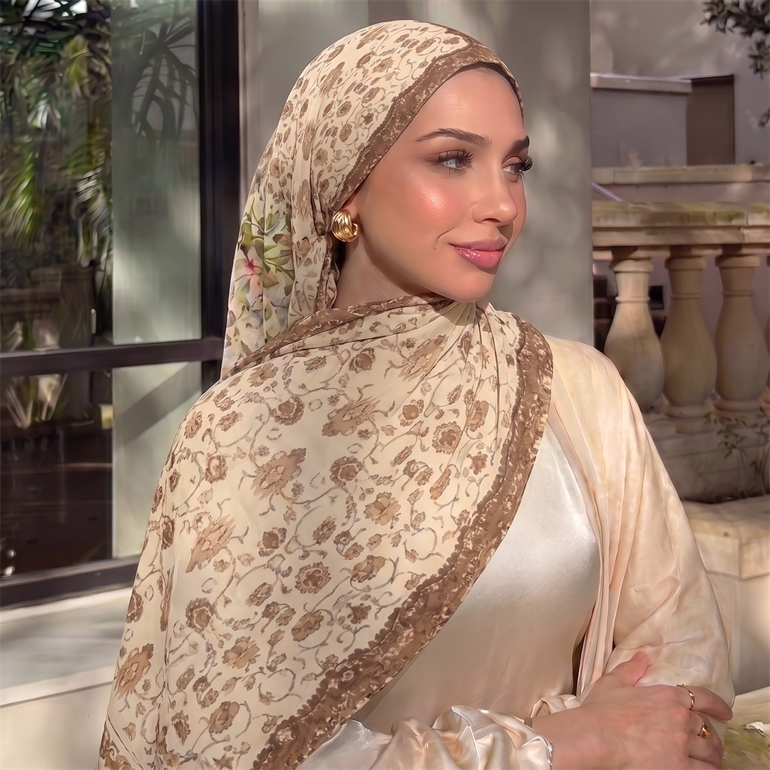 Vintage Floral Print Hijab Sof - Vintage Women Fashion 评论和价格