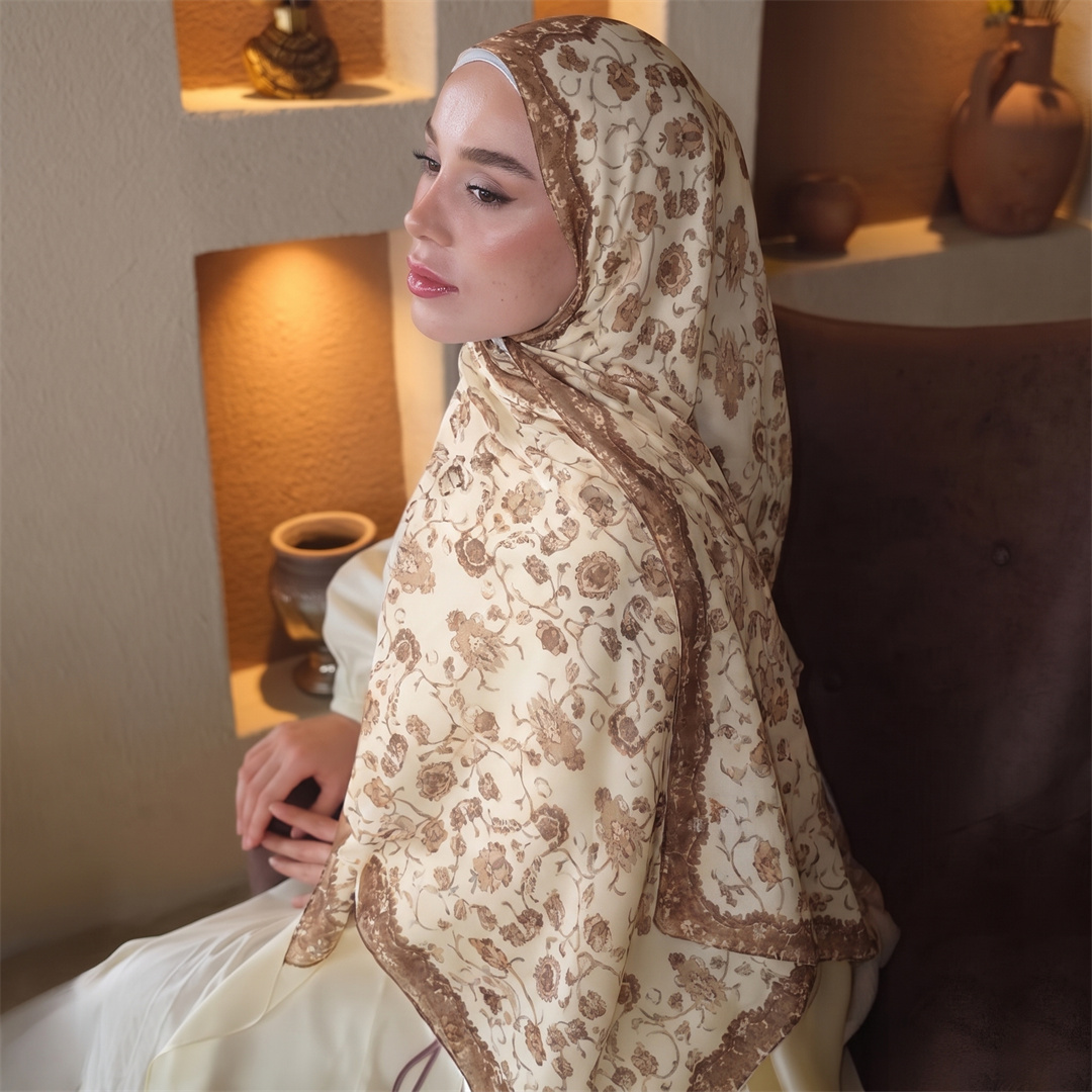 Vintage Floral Print Hijab Sof - Vintage Women Fashion 评论和价格